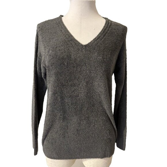 Barefoot Dreams Sweaters - Barefoot Dreams XS Petite CozyChic Lite V Neck Dark Gray Sweater Top NEW $118